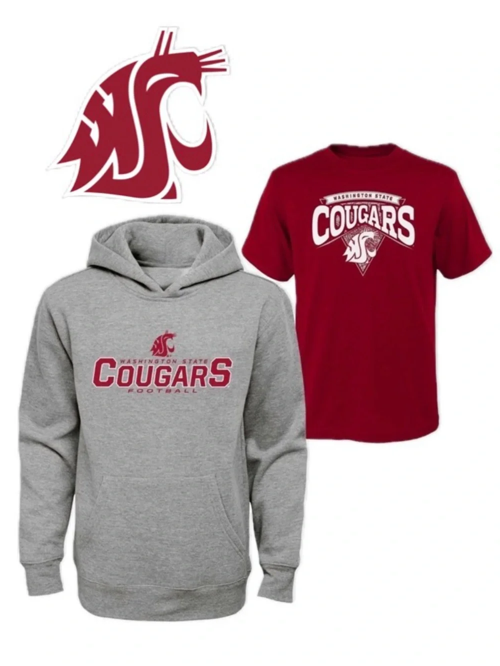 NWT Lot of 2x [Gen2] Washington State Cougars NCAA Sweatshirt + T-Shirt Youth XL